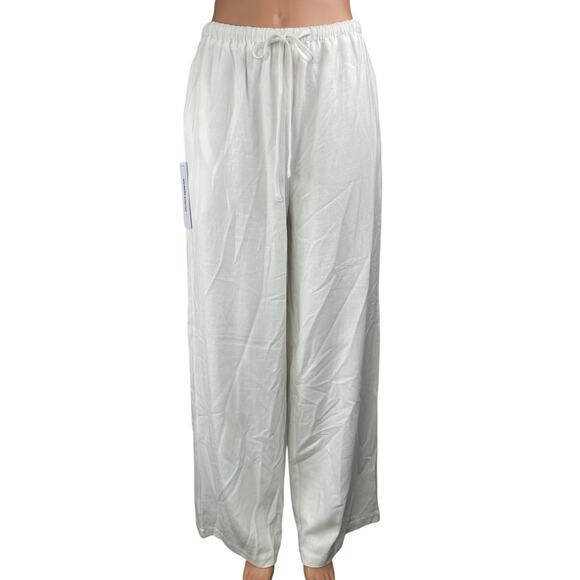 NEW Princess Polly Parklea White Linen Wide Leg Palazzo Trousers Sweatpants 10 - Picture 2 of 4